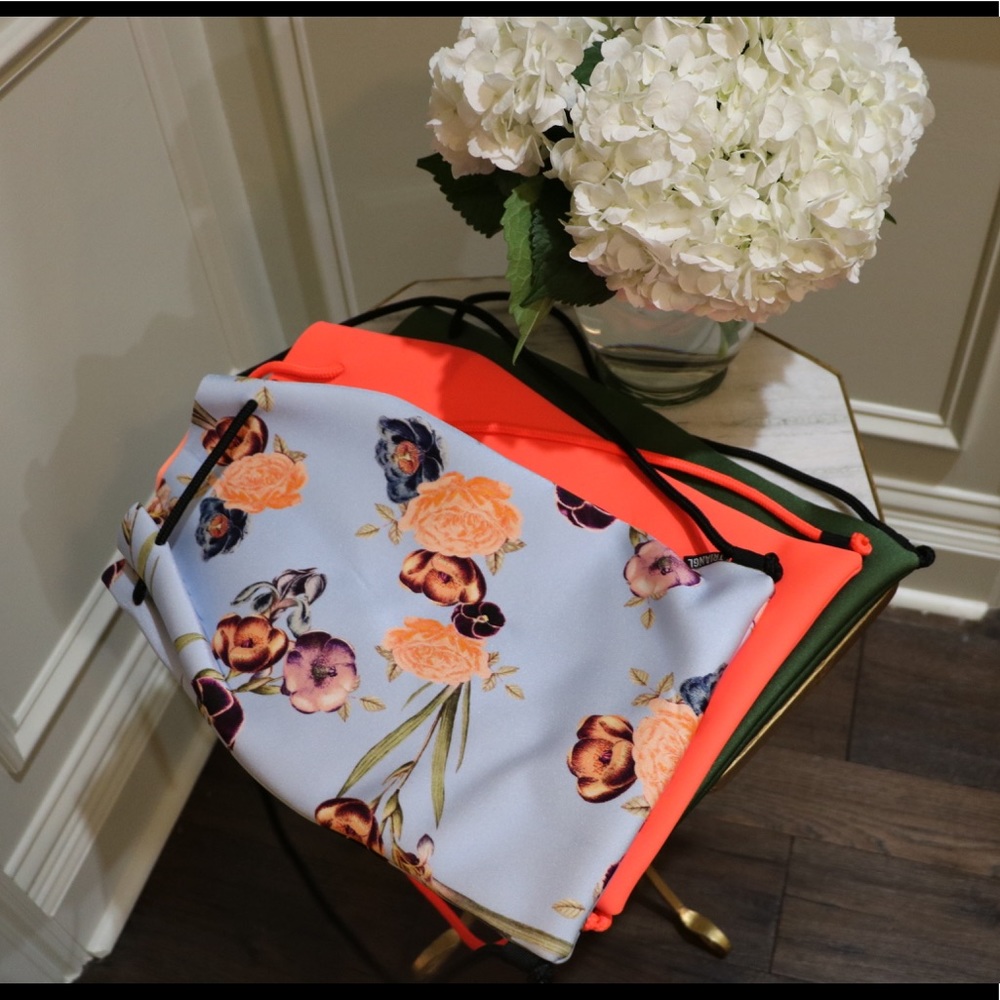 Blue Floral Triangl Drawstring Bag