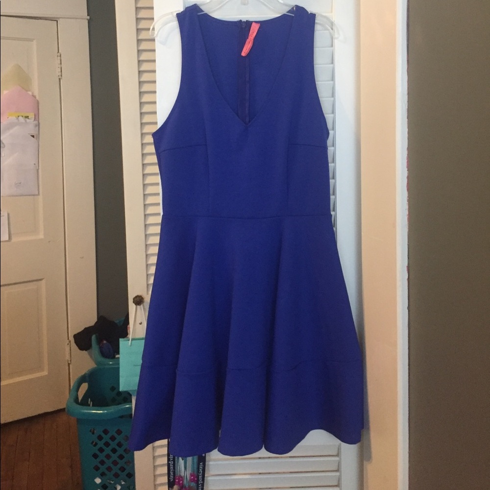Blue deep V dress