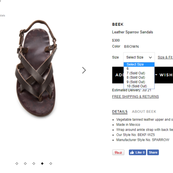 SOLD Beek Leather Sparrow Sandals 11 NWOT - Picture 7 of 7