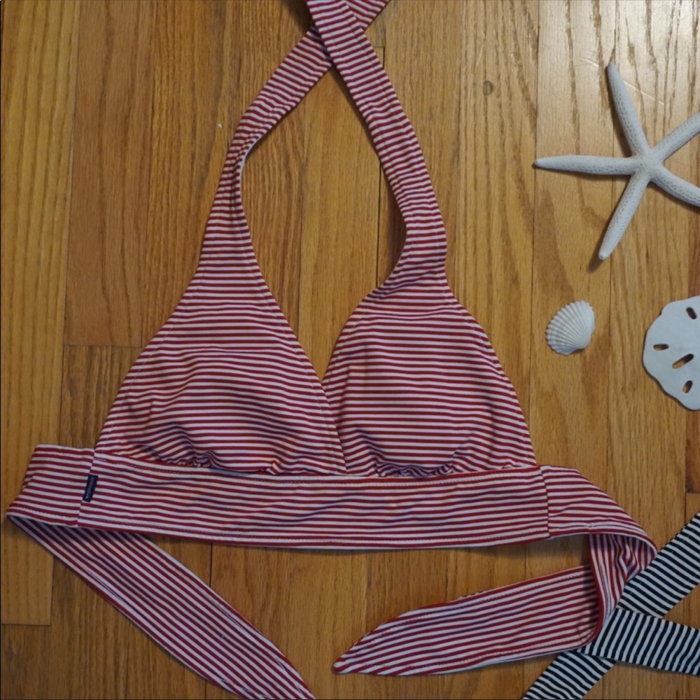 Red/White Striped Bikini Top
