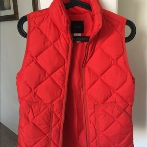 J. Crew red quilted down vest