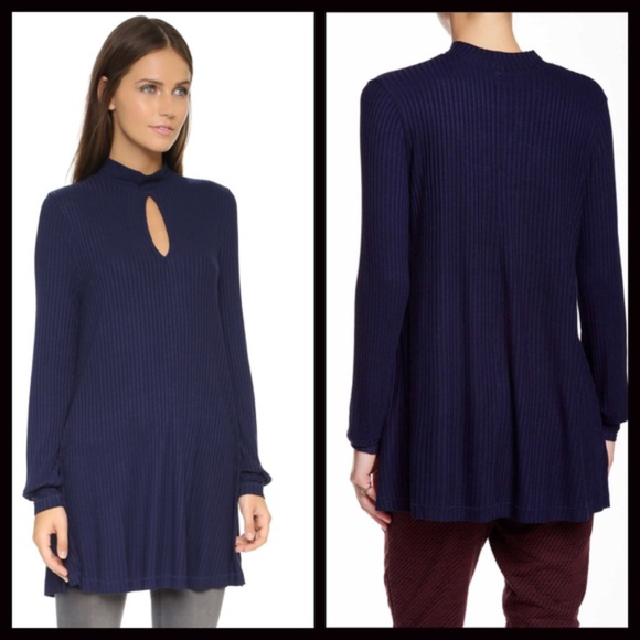 FREE PEOPLE RIBBED TUNIC MOCK NECK PULLOVER TOP - Picture 7 of 8