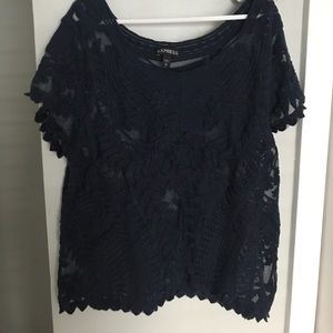Express Navy Blue Lace Top