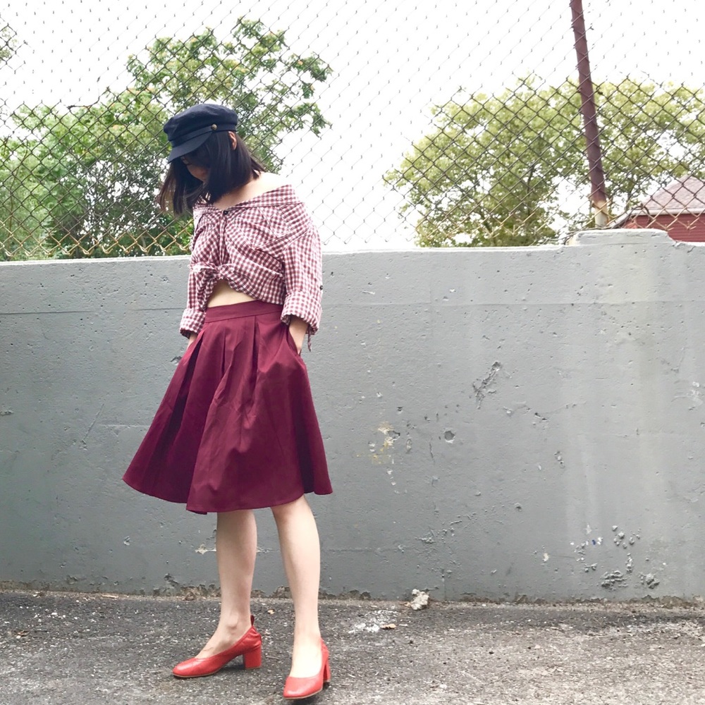 Red midi dress