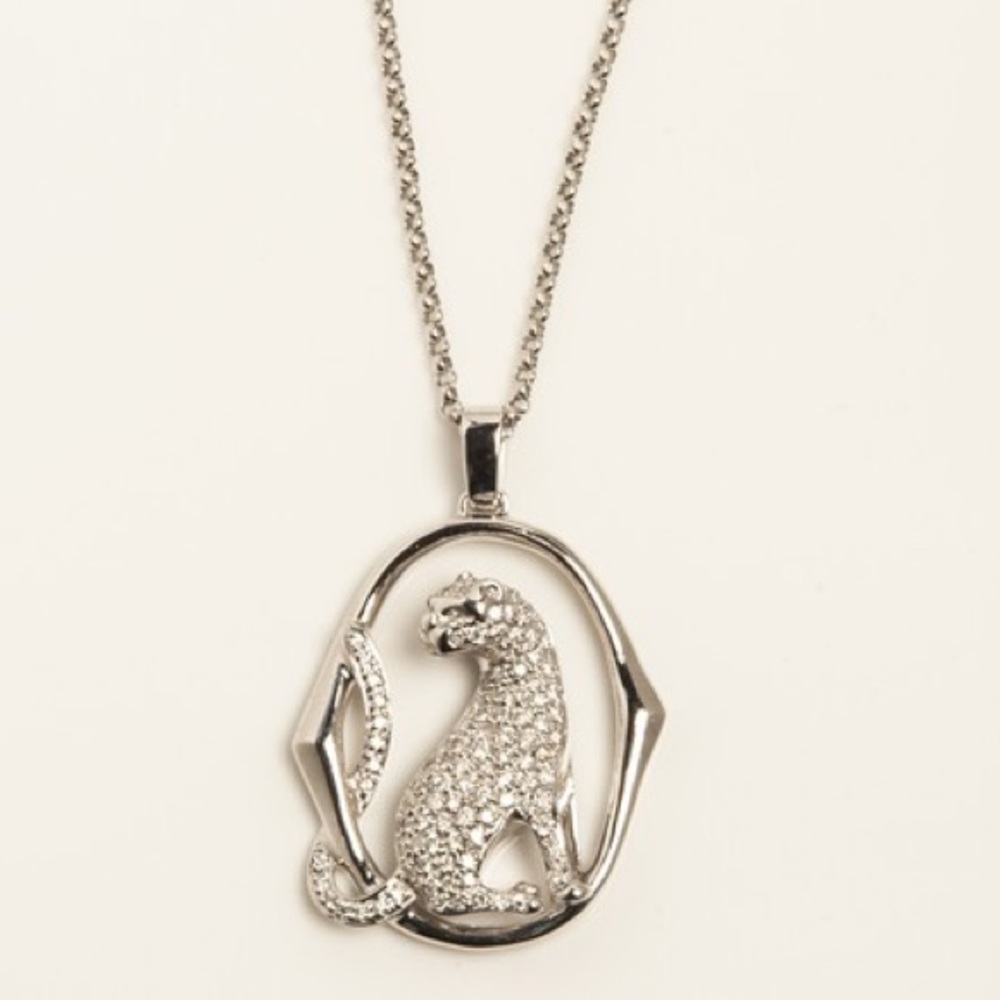Diamond Panther Pendant on a 18Kt White Gold Chain - Picture 2 of 3