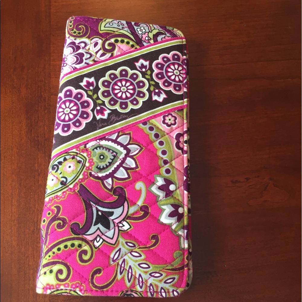 Vera Bradley travel wallet in very berry paisley