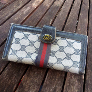 Vintage 1980s Gucci Monogram Leather Wallet