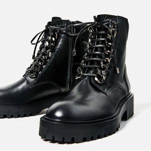 ZARA-Auth Black leather boots