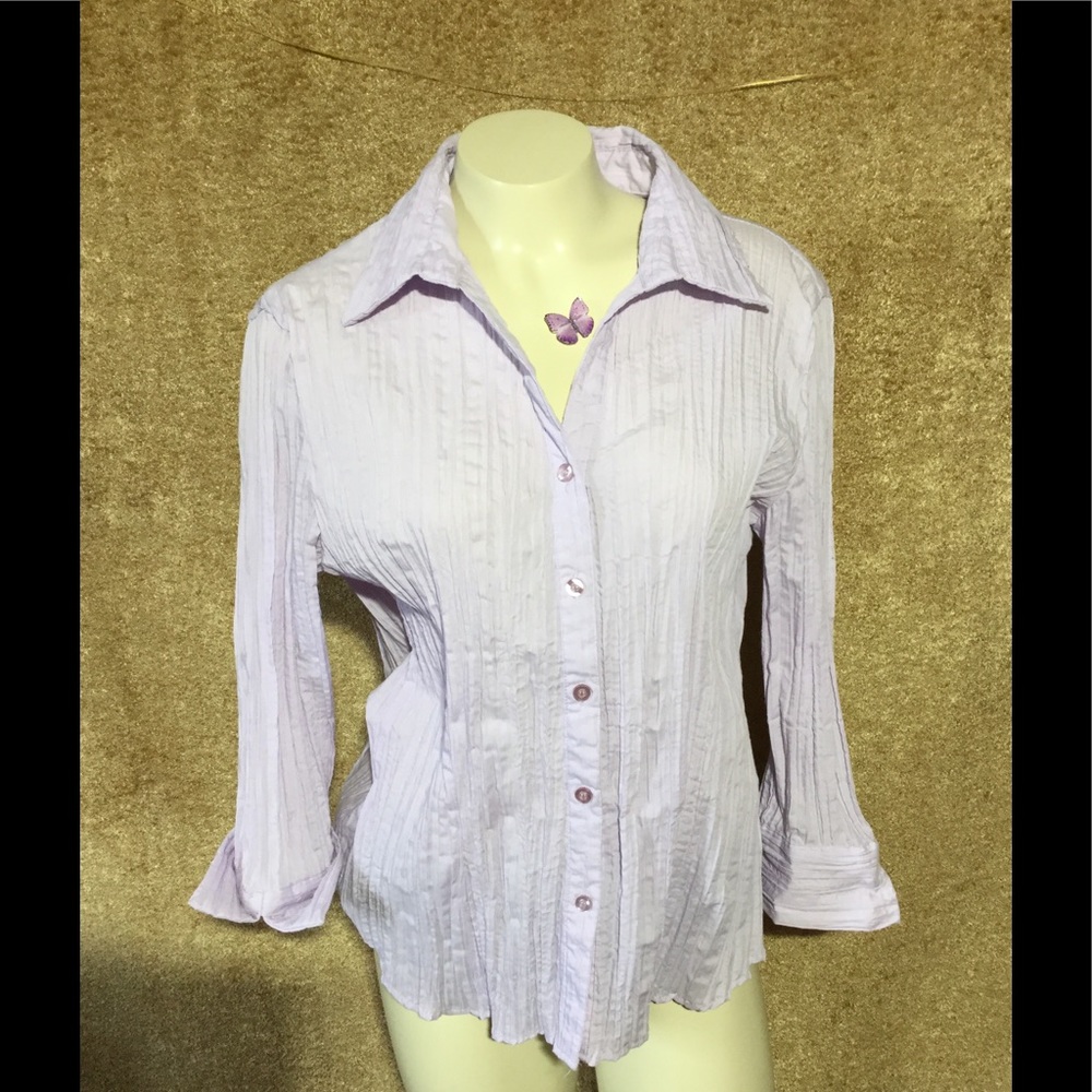 Apt. 9 3/4 Sleeved Broomstick Button Up Blouse - image 1