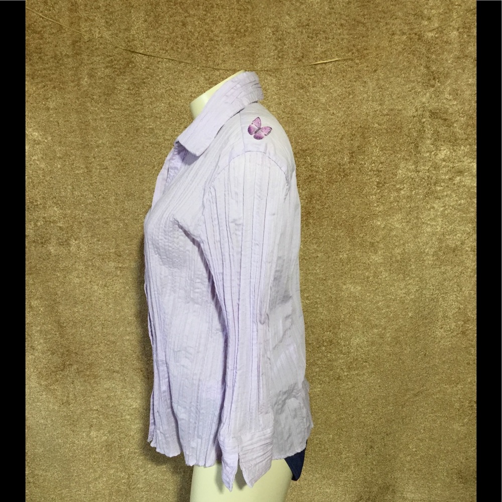 Apt. 9 3/4 Sleeved Broomstick Button Up Blouse - image 2