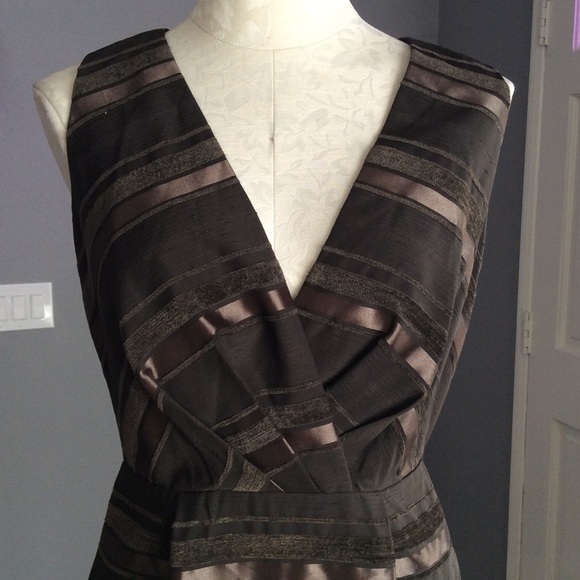 Max & Cleo Surplice Charcoal Brown Dress - Picture 4 of 6