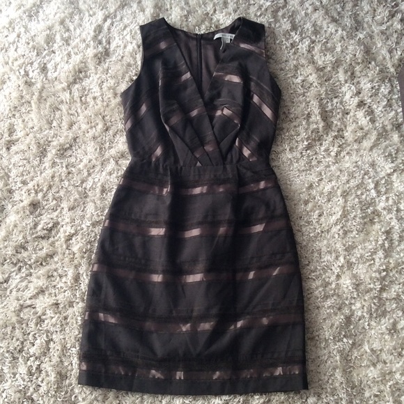 Max & Cleo Surplice Charcoal Brown Dress - Picture 5 of 6