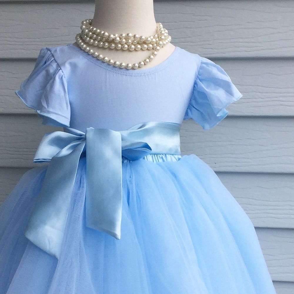 Powder blue flutter sleeve leotard