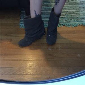 naughty monkey Shoes - Grey suede cuff booties naughty monkey Shoes - Grey suede cuff booties