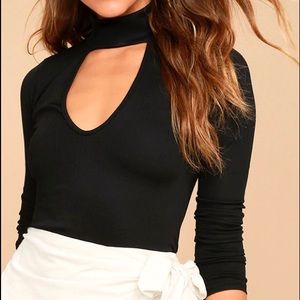 Lulus black long sleeve mock neck top