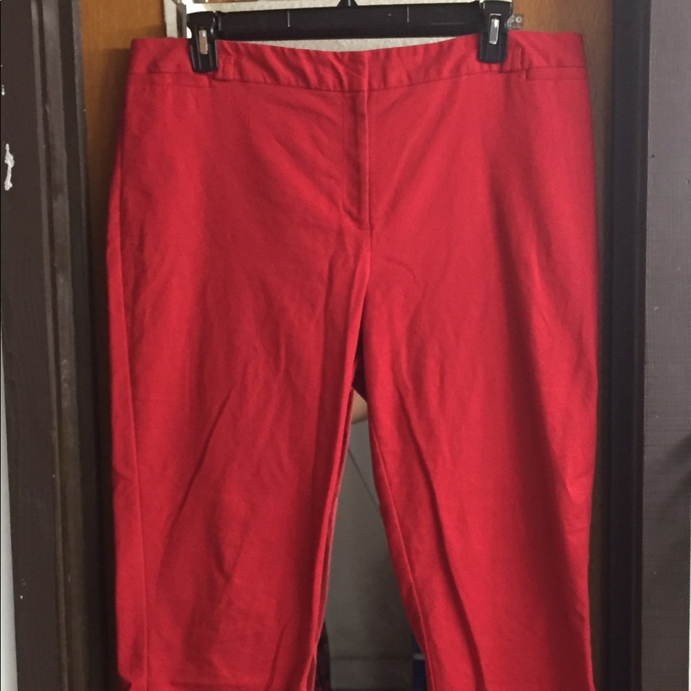 Red Straight Leg Dress Pants