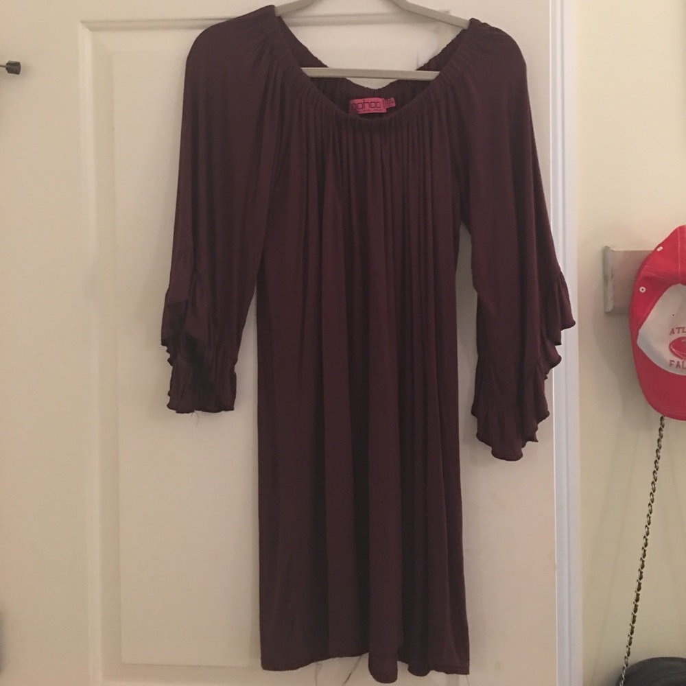 Purple off the shoulder dress