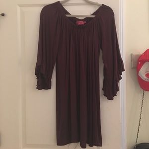 Purple off the shoulder dress