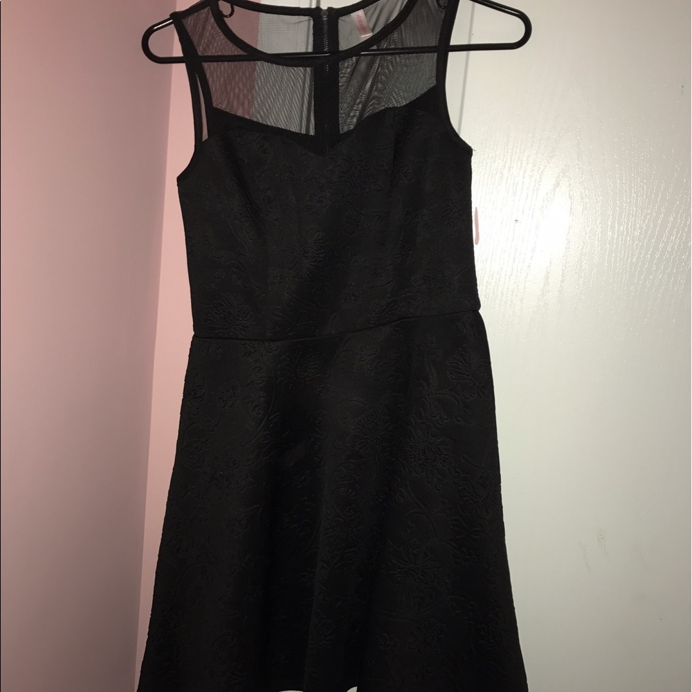 Black Mesh Skater Dress