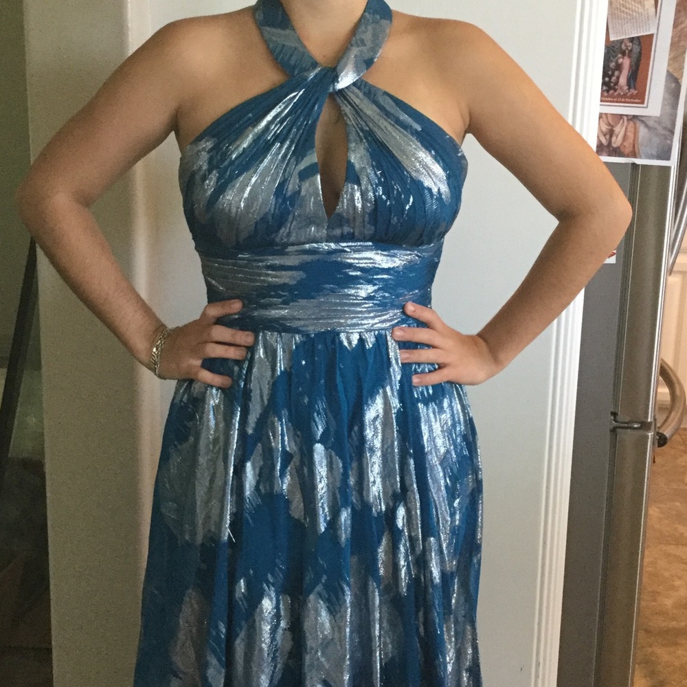 Long formal cross-neck dress