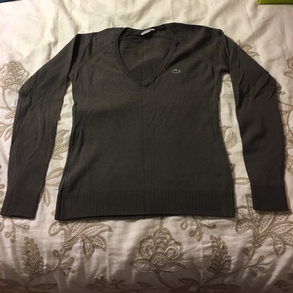 Cute gray/brown V-neck Lacoste sweater