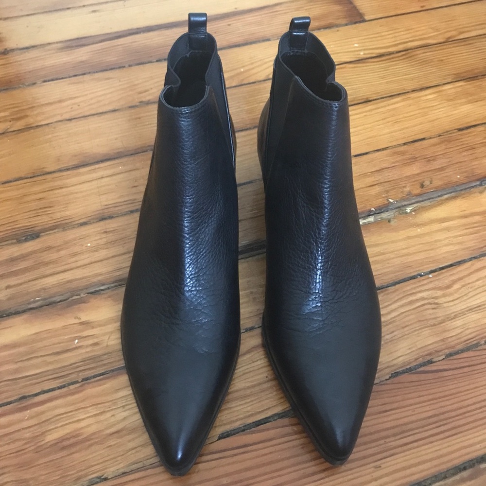 mark fisher black leather booties