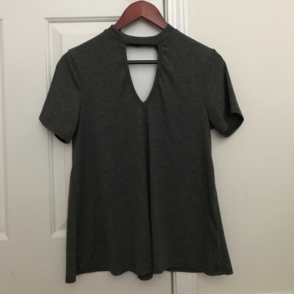 SOLD Gray Key Hole Blouse