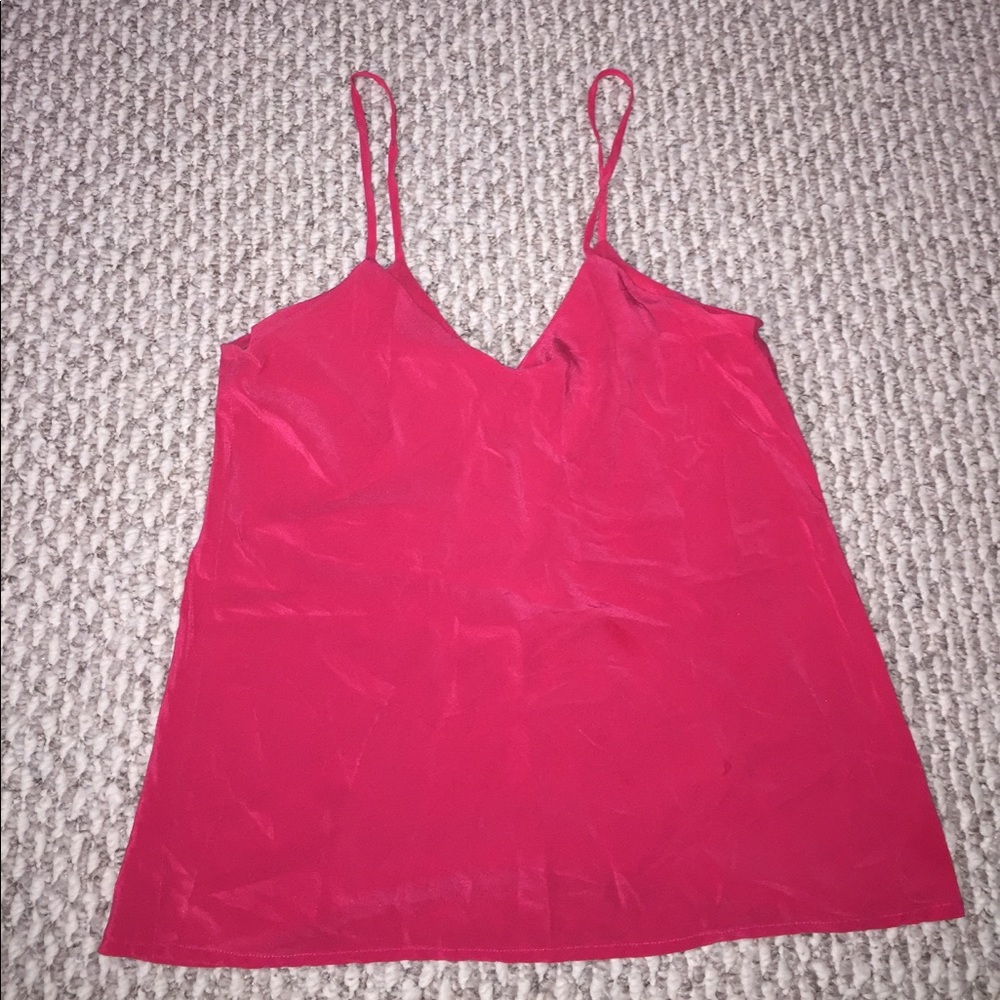 Pink silk top, size small.