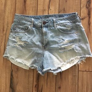 high rise distressed american eagle shorts