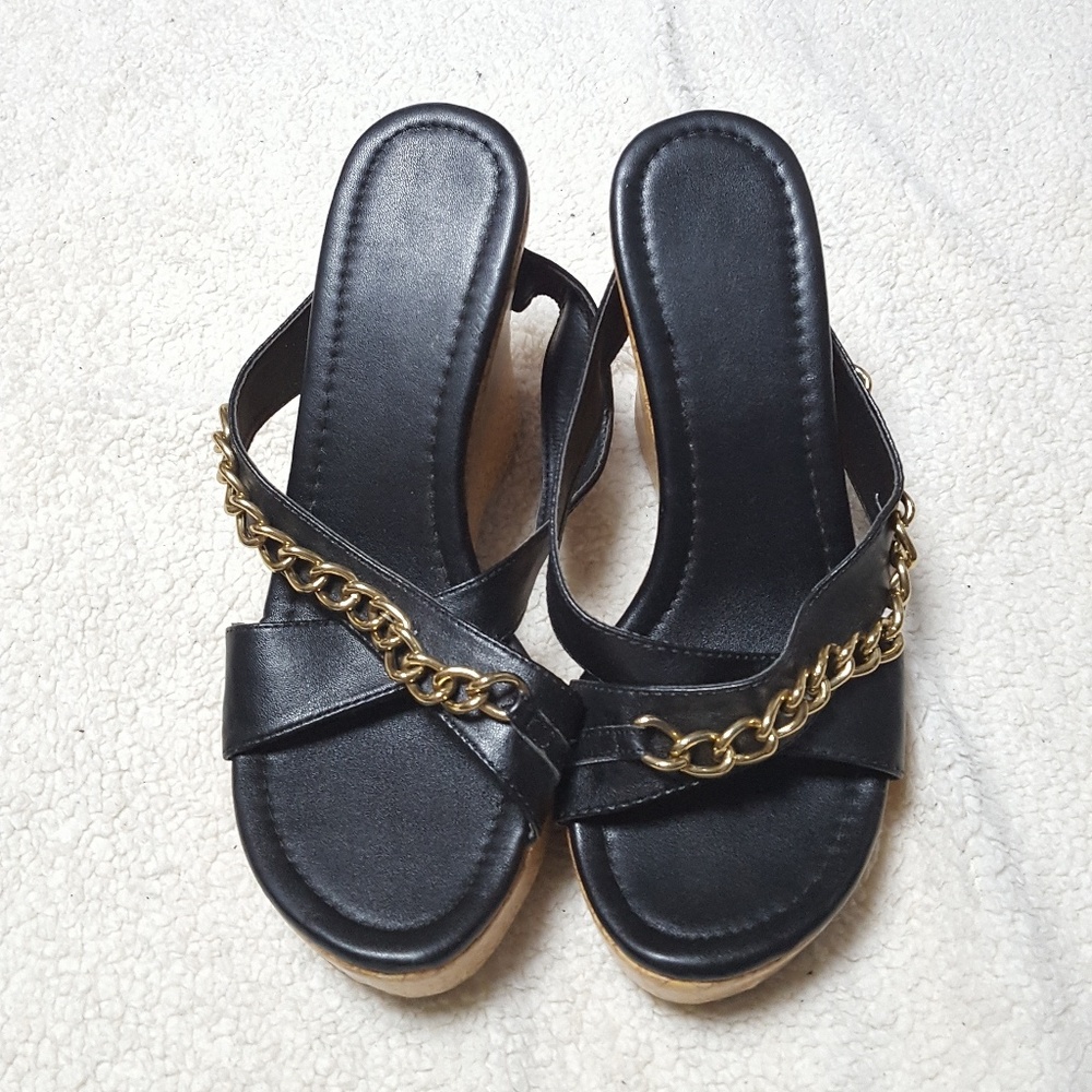 Black platform sandals