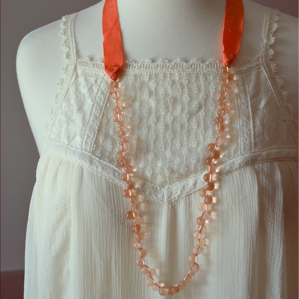J. Crew cluster beads ribbon necklace