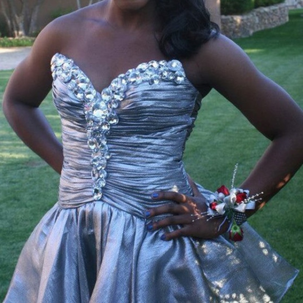Sherri Hill Silver Cocktail Dress