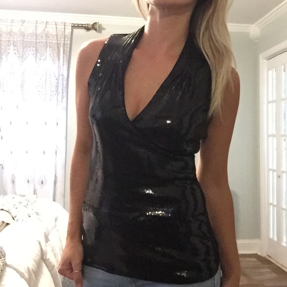 White House Black Market Tops - WHBM sequined wrap top NWT! FINAL!!