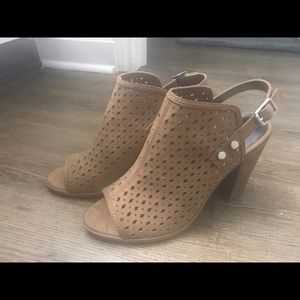 Never Worn, brand new tan peep toe booties/heels