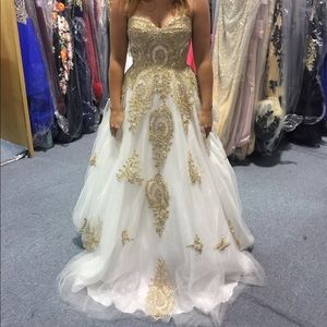 White and Gold Wedding Dress