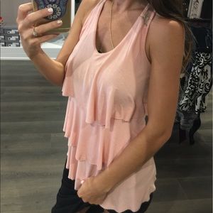 Pink Ruffle Layer Tank