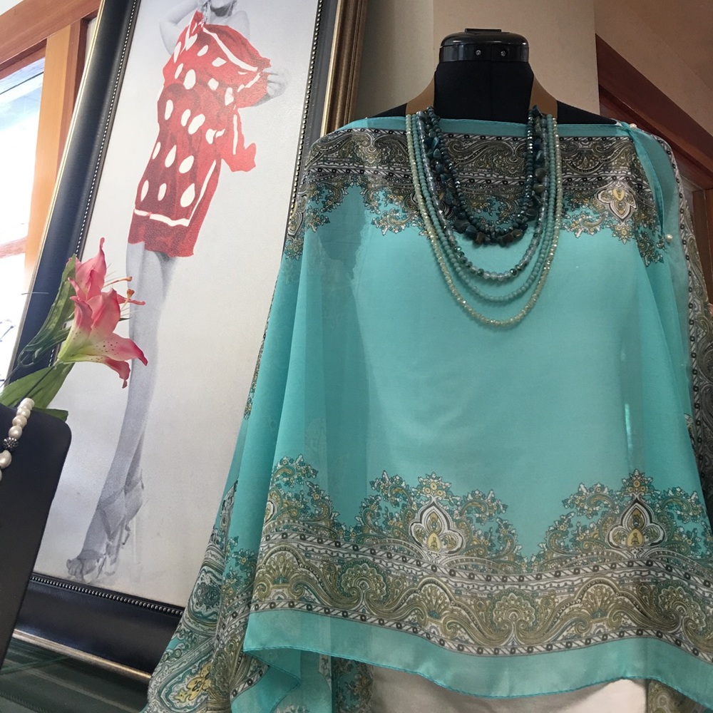 Turquoise Scarf Top