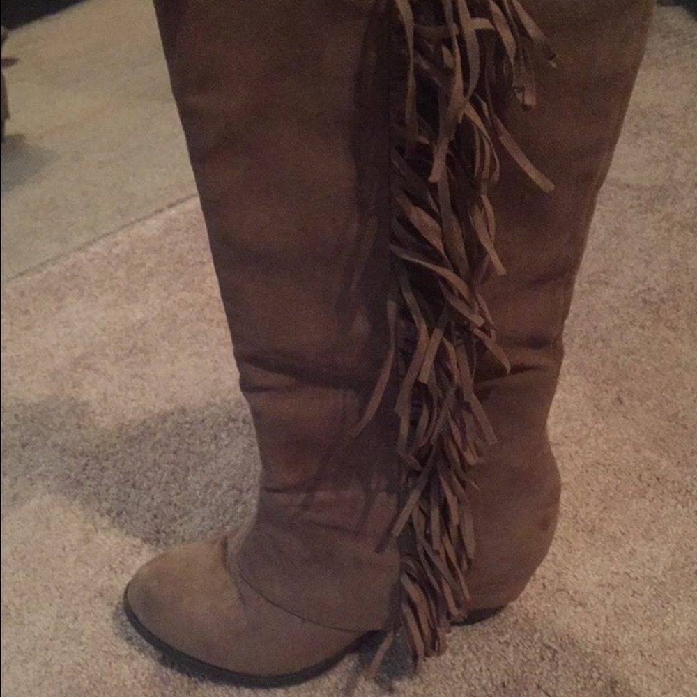 Fergalicious fringe heeled boots