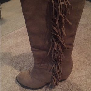 Fergalicious fringe heeled boots