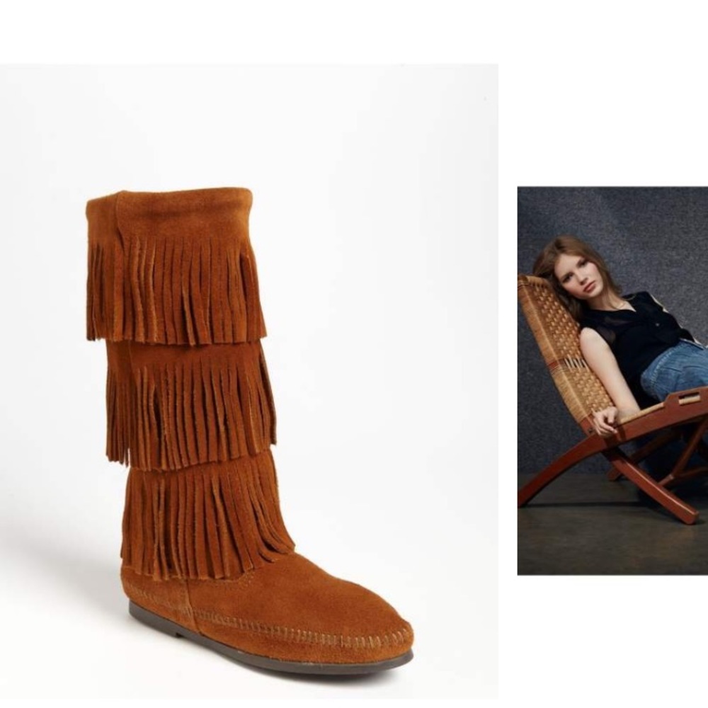 Minnetonka 3-layer fringe boots.
