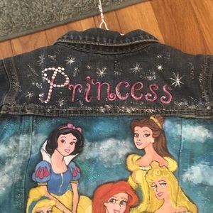 New denim jacket, hand painted with rhinestones
