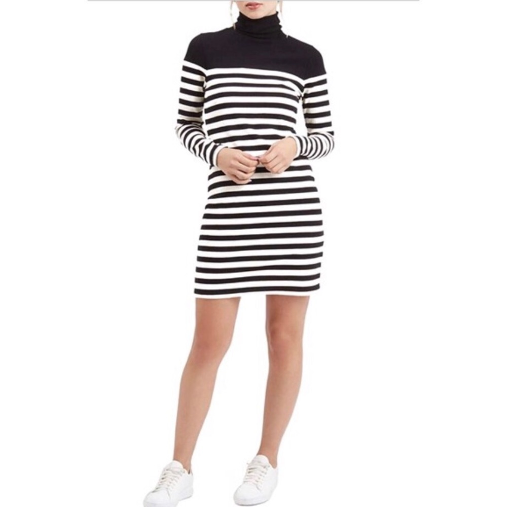 Topshop Stripe Turtleneck Dress