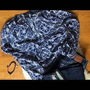 Lucky Brand Border Seam Peasant Top size Large