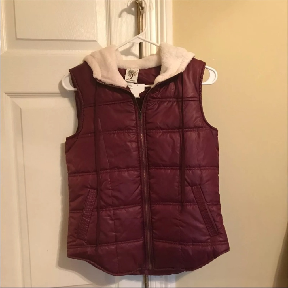 Vest with fur hood
