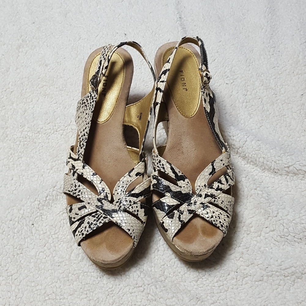 Faux snakeskin sandals