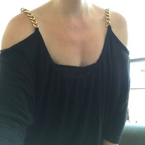 Semi off shoulder top with gold straps