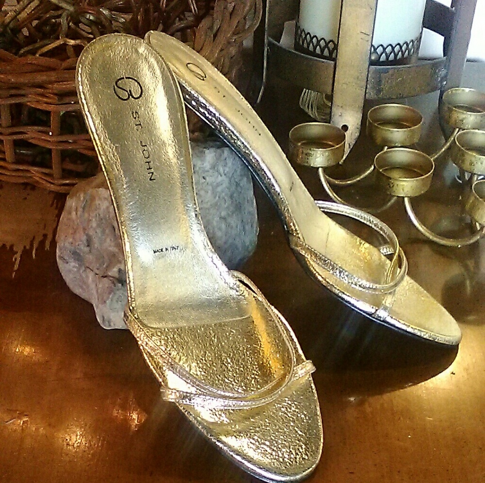 Women's St. John Gold Cross Strap 2 3/4" Sandals