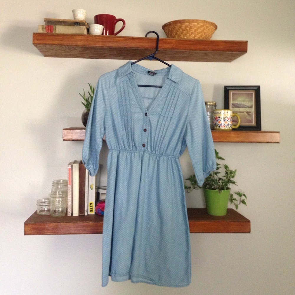 Chambray Polka Dot Dress