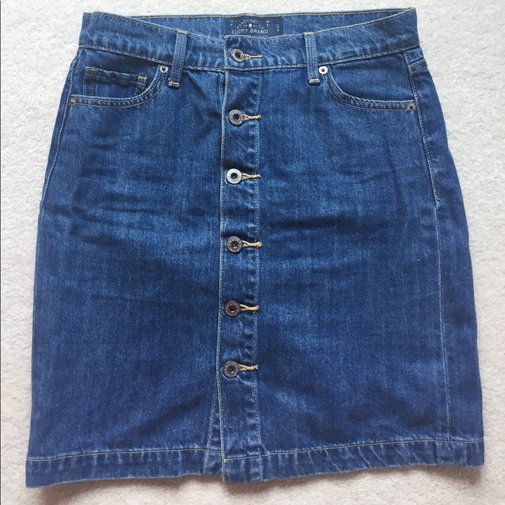 Button down denim skirt