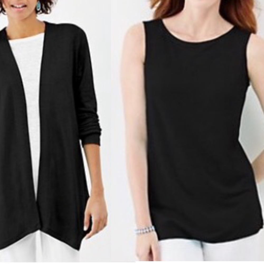 J. Jill knit cardigan set ✨HP✨NWT ⭐️ 100% linen ⭐️ black ⭐️ - Picture 4 of 6